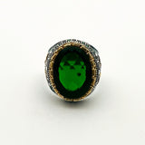 Men's Green Emerald Silver Ring - TryAladdin