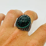 Men's Green Zircon Silver Ring - TryAladdin