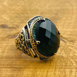 Men's Green Zircon Silver Ring - TryAladdin