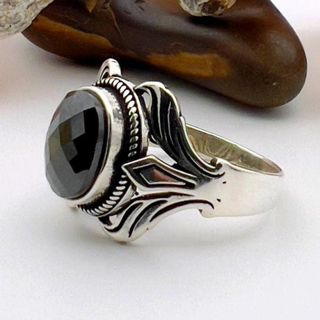 Men's Handmade Onyx Silver Ring - TryAladdin