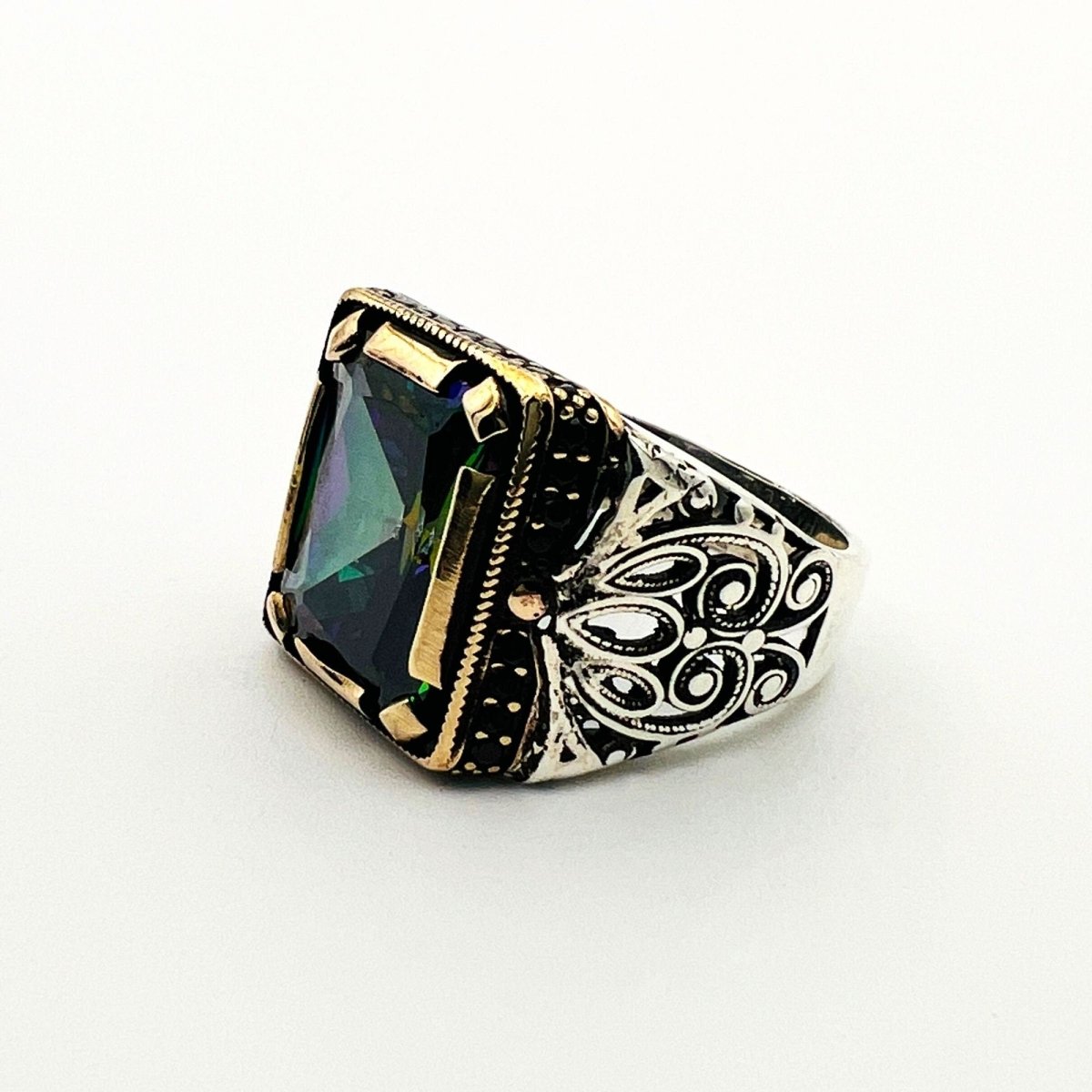 Men's Mystic Topaz Silver Ring - TryAladdin