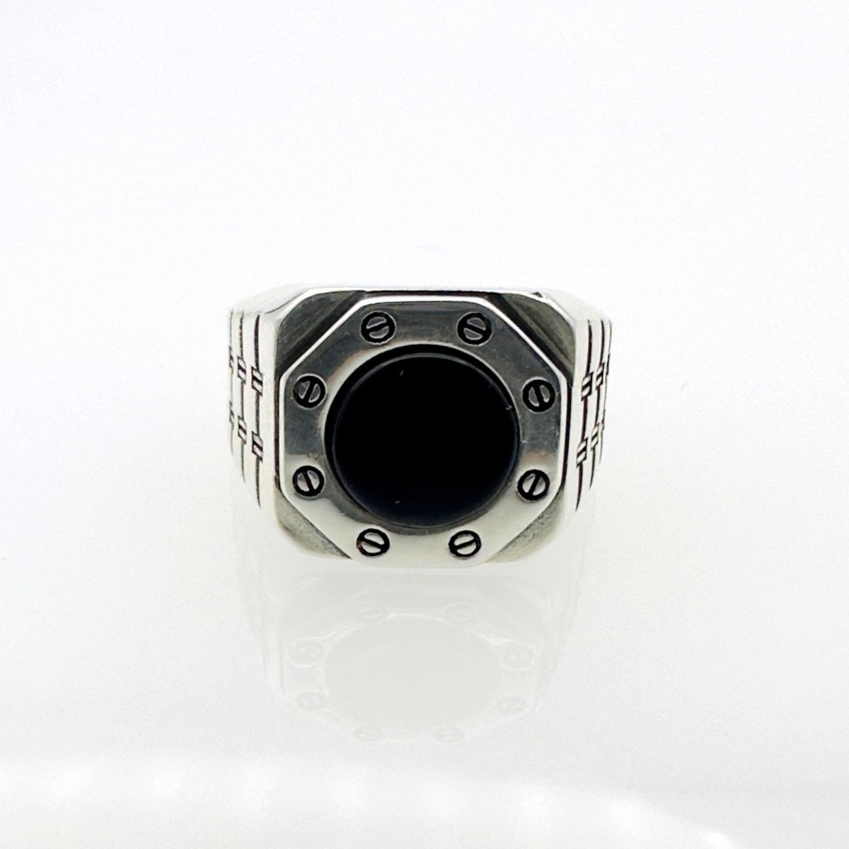 Men's Natural Black Onyx Silver Ring - TryAladdin