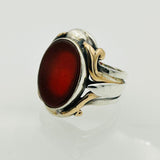 Men's Natural Red Aqeeq Silver Ring - TryAladdin