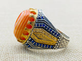 Men's Orange Agate Stone Ring - TryAladdin