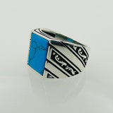 Men's Red Agate Square Gemstone Sterling Silver Ring - TryAladdin