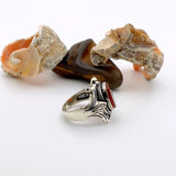 Men's Red Agate Stone Silver Ring - TryAladdin