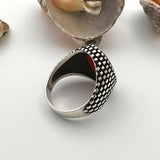 Men's Red Agate Stone Silver Ring - TryAladdin