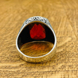 Men's Red Zircon Stone Silver Ring - TryAladdin