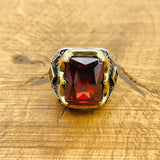 Men's Ruby Stone Silver Ring - TryAladdin