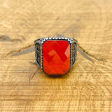 Men's Square Red Zircon Ring - TryAladdin