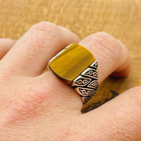 Men’s Tiger Eye Ottoman Ring - TryAladdin