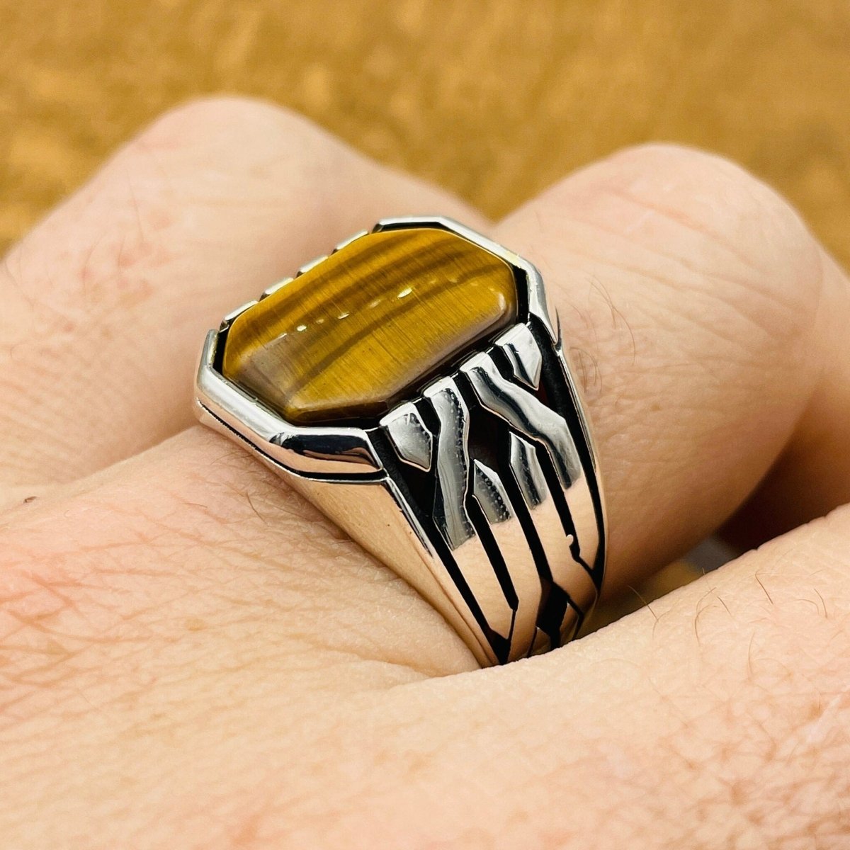 Men’s Tiger Eye Ottoman Ring - TryAladdin