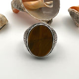 Men's Tiger's Eye Stone Silver Ring - TryAladdin