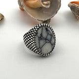 Men's Turquoise Stone Handmade Silver Ring - TryAladdin