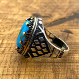 Men's Turquoise Stone Handmade Silver Ring - TryAladdin