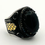 Men's Vintage Onyx Stone Ring - TryAladdin