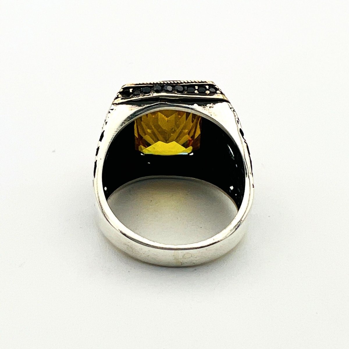 Men's Yellow Citrine Silver Ring - TryAladdin