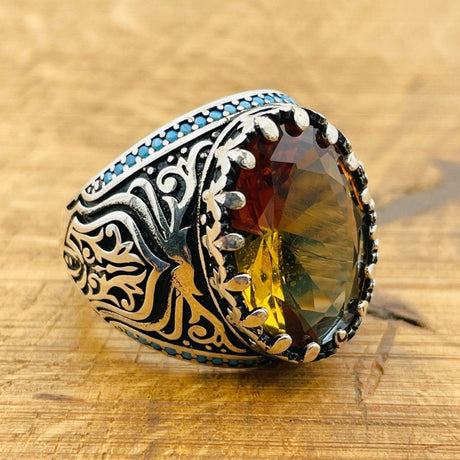 Multi - Color Zultanite Stone Men's Ring - TryAladdin