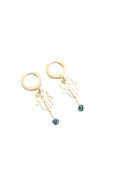 Nereze | Gold Plated 10mm Ring with Nazar Evil Eye and Mother Fatima's Hand Earrings - TryAladdin