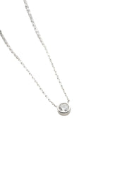 Nereze | Rhodium Plated Minimal 5mm Solitaire Necklace - TryAladdin