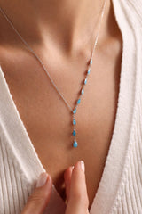 Nereze | Drop Turquoise Stones Strained Model Necklace - TryAladdin