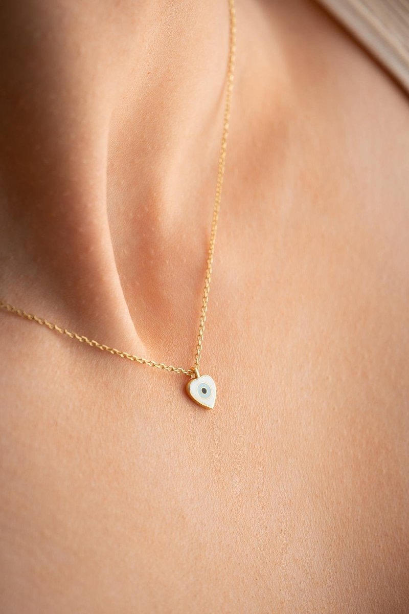 Nereze | Gold Plated Enamel Minimal Heart Necklace - TryAladdin