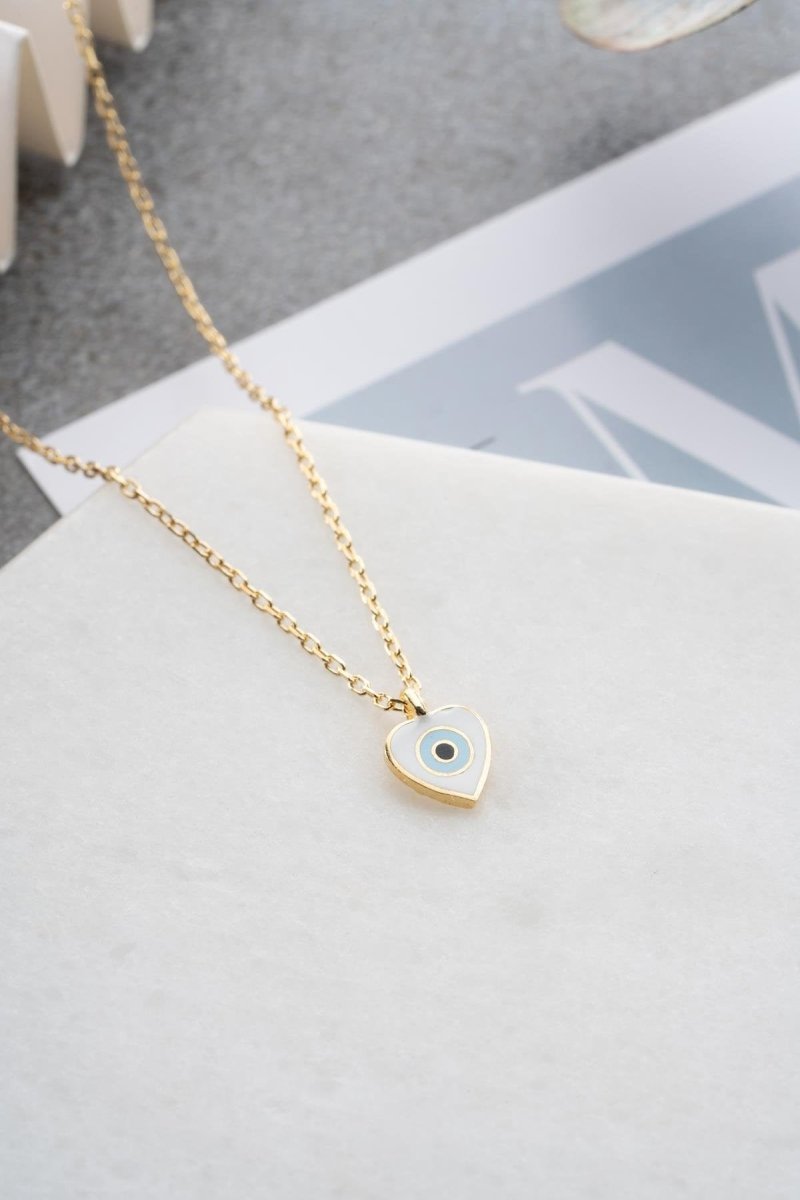 Nereze | Gold Plated Enamel Minimal Heart Necklace - TryAladdin