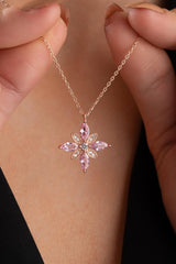 Nereze | Hope Flower Necklace with Pink Zircon Stones - TryAladdin