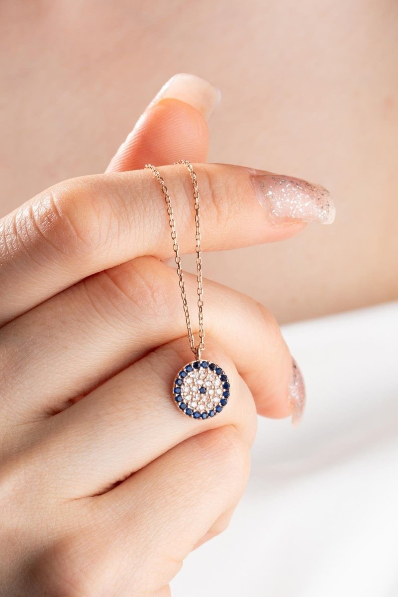 Nereze | Rose Minimal Nazar Evil Eye Necklace - TryAladdin