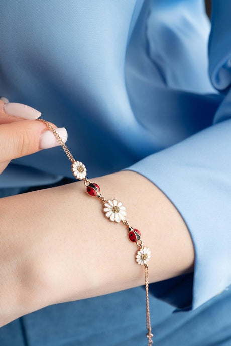 Nereze | Rose Plated Silvery 3 - Piece Daisy Bracelet - TryAladdin