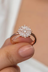 Nereze | White Zircon Stone Flower Adjustable Size Ring - TryAladdin