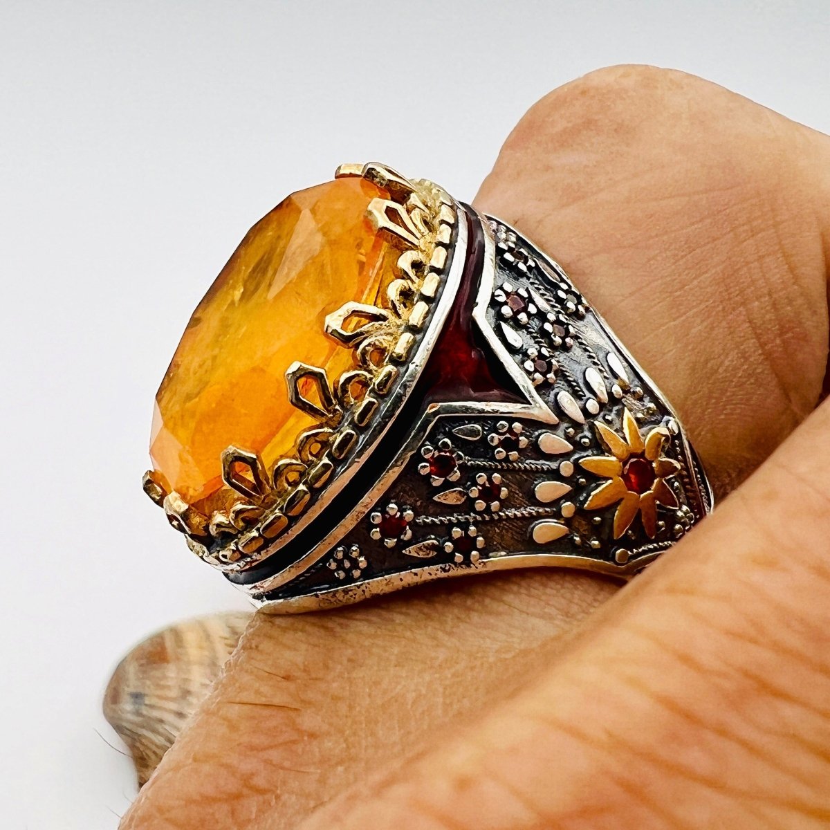 Orange Tourmaline Men's Ring - TryAladdin