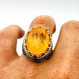 Orange Tourmaline Oval Stone Men's Ring - TryAladdin