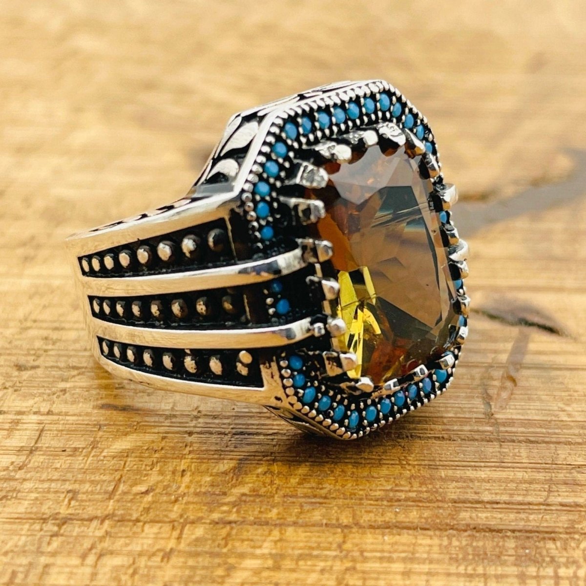 Ottoman Style Multi - Color Zultanite Stone Men's Ring - TryAladdin