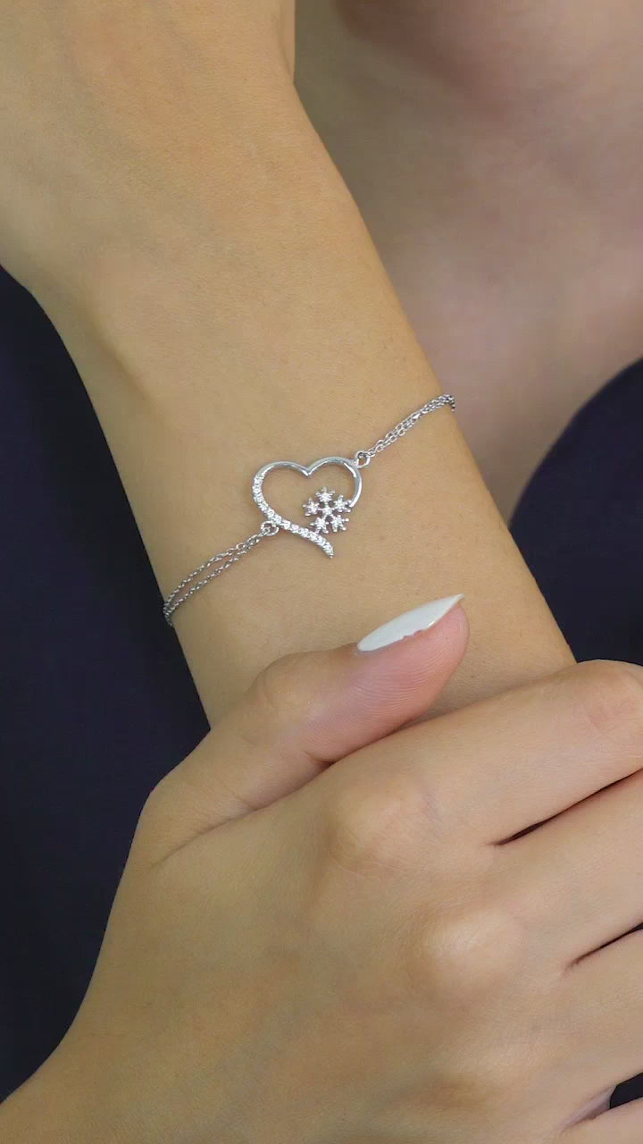 Taki | Heart with Snowflake Silver Bracelet Valentine Gift