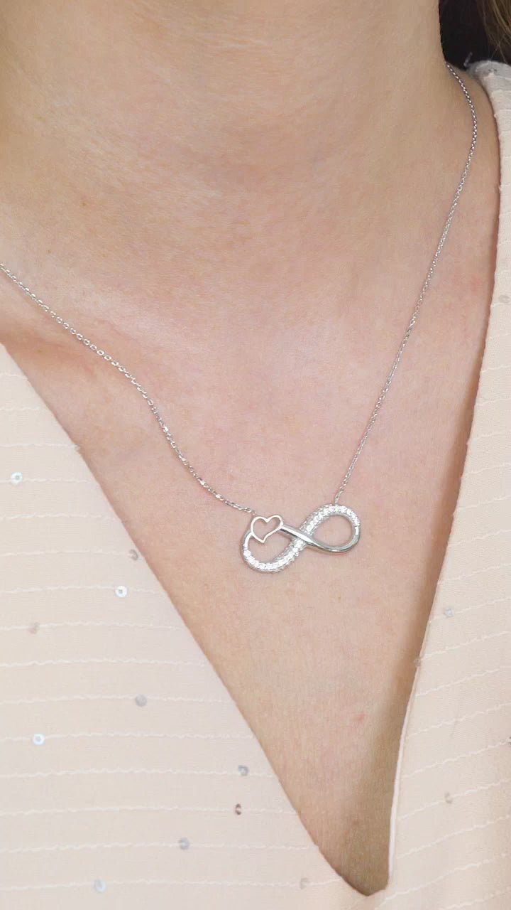 Taki | Silver Heart Infinity Necklace Eternal Love Necklace Valentine Gift