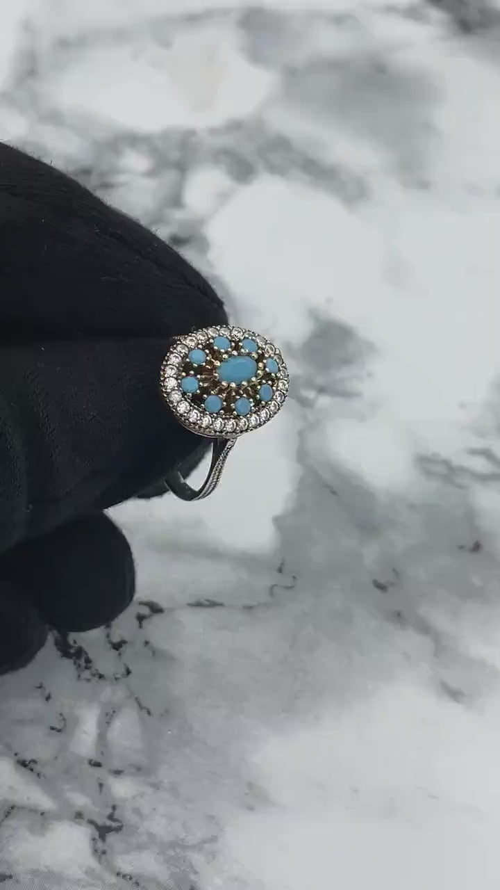 Istanbul Jewelry | Turquoise Ottoman Style Handmade Silver Ring