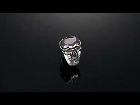 Tesbihevim | Chain Series Men's Silver Ring Ring with Zircon Stone