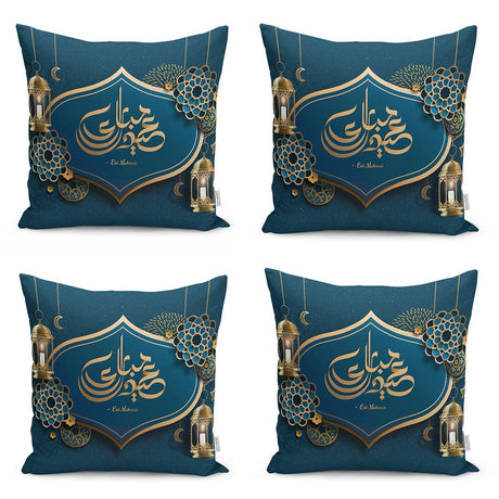 Real Homes | Happy Eid Arabic Motif Digital Printed Runner & Cushion Cover Set - TryAladdin