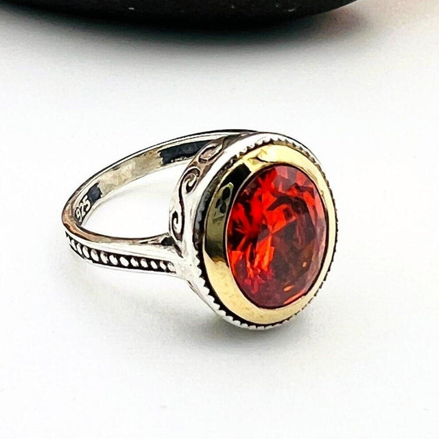 Red Ruby Oval Stone Women's Ring - TryAladdin