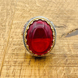 Red Topaz Oval Agate Ring - TryAladdin