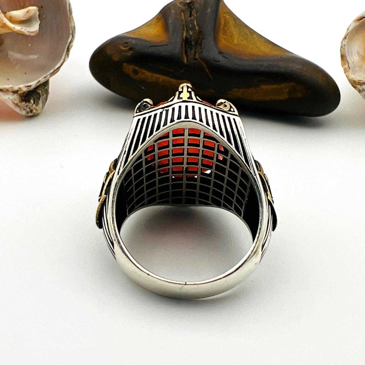 Red Tourmaline Oval Stone Men's Ring - TryAladdin