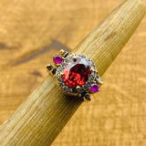 Reversible Ring, Ruby - Amethyst Oval Stone - TryAladdin