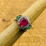 Reversible Ruby and Aquamarine Ring - TryAladdin