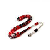 Selderesi | Capsul Cut Red Black Fire Amber Tasbih - TryAladdin