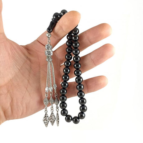 Selderesi | Oltu Natural Stone Sphere Cut Tasbih with Special Design Tassel - TryAladdin