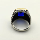 Square Blue Sapphire Stone Ring - TryAladdin