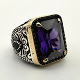 Square Purple Amethyst Stone Ring - TryAladdin