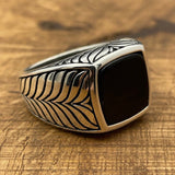 Sterling Silver 925 Handmade Black Onyx Men's Ring - TryAladdin