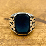 Sterling Silver 925 Handmade Sapphire Stone Men's Ring - TryAladdin